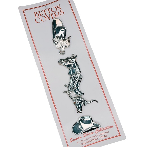 NEW Vintage 90s Western Shirt Button Covers Texas Rodeo Cowgirl Country Music - Picture 1 of 7